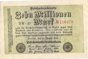 Német Birodalom / Weimari Köztársaság 1923. 10.000.000M (7x) egymás utáni ill. kis ugrású sorszámokk...