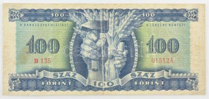 1946. 100Ft "B 135 015124" T:F,VG apró beszakadás / Hungary 1946. 100 Forint "B 135 0...