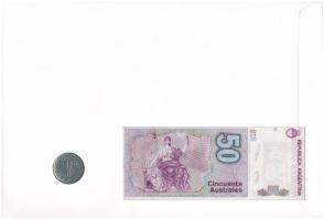 Argentína 1960. 1P acél + 1988-1989. 50A felbélyegzett borítékban, bélyegzéssel T:AU,UNC festék hiba...