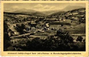 Kőrösmező, Jaszinya, Jasina, Yasinia (Máramaros); Látkép a lengyel határ felé a Pietrosz- és Hoverla hegységekkel a háttérben / Polish border with mountains