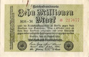 Német Birodalom / Weimari Köztársaság 1923. 10.000.000M (6x) közte kis ugrású ill. egymás utáni sors...