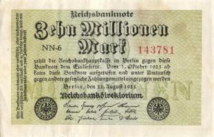 Német Birodalom / Weimari Köztársaság 1923. 10.000.000M (6x) közte kis ugrású ill. egymás utáni sors...