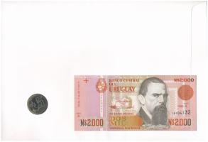 Uruguay 1981. 5P Cu-Ni + 1989. 2000P felbélyegzett borítékban, bélyegzéssel T:UNC, UNC
Uruguay 1981...