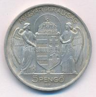 1939. 5P Ag "Horthy balra" T:AU patina Adamo P8.2
