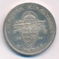 1938. 5P Ag "Szent István" kapszulában T:AU patina Adamo P8.1