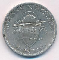 1938. 5P Ag "Szent István" kapszulában T:XF patina, ph. Adamo P8.1