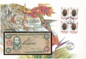 Jamaika 1993. 2D felbélyegzett borítékban, bélyegzéssel T:UNC,AU  Jamaica 1993. 2 Dollars in envelope with stamp and cancellation C:UNC,AU
