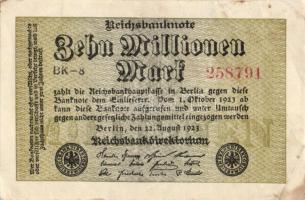 Német Birodalom / Weimari Köztársaság 1923. 10.000.000M (6x) közte kis ugrású sorszámokkal T:II+,II,...