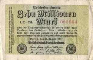 Német Birodalom / Weimari Köztársaság 1923. 10.000.000M (6x) közte kis ugrású sorszámokkal T:II+,II,...