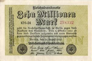 Német Birodalom / Weimari Köztársaság 1923. 10.000.000M (6x) közte kis ugrású sorszámokkal T:II+,II,...