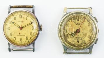 2 db régi mechanikus óra, egyik kronográfos, alkatrésznek