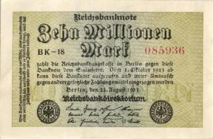 Német Birodalom / Weimari Köztársaság 1923. 10.000.000M (4x) egymás utáni sorszámokkal T:I-