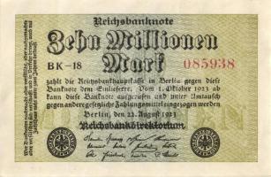 Német Birodalom / Weimari Köztársaság 1923. 10.000.000M (4x) egymás utáni sorszámokkal T:I-