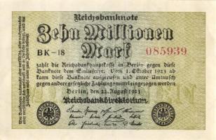 Német Birodalom / Weimari Köztársaság 1923. 10.000.000M (4x) egymás utáni sorszámokkal T:I-