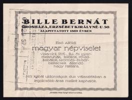 cca 1930 Orosháza 2 db reklám nyomtatvány, számla