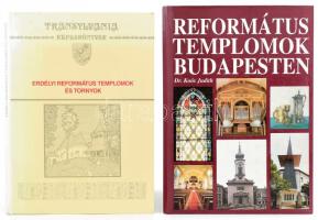 Erdélyi református templomok és tornyok. Tranysylvánia Képeskönyvek. Bp., 1989, Polygon. Reprint kiadás. Debreczeni László linómetszeteivel gazdagon illusztrált. Kiadói kartonált papírkötés. + Dr. Koós Judith: Református templomok Budapesten. Bp., 1996, Bíró family. Fekete-fehér és színes képekkel. Kiadói kartonált papírkötés.