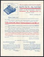 cca 1930 Kovács Aladár írógép vállalat 4 db reklám nyomtatvány