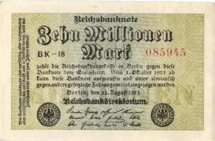 Német Birodalom / Weimari Köztársaság 1923. 10.000.000M (3x) kis ugrású sorszámokkal T:I,I-