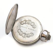 Tavannes fém tokos zsebóra. Zománc számlapal, üveg nélkül, hátsó tok elvált, sérült állapotban d: 50...