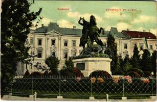 1915 Zagreb, Zágráb; Spomenik Sv. Jurja / monument (kopott sarkak / worn corners)