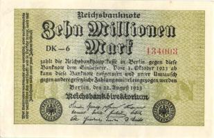 Német Birodalom / Weimari Köztársaság 1923. 10.000.000M (5x) kis ugrású ill. egymás utáni sorszámokkal T:I,I-,II+