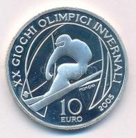 Olaszország 2005. 10E Ag XX. Téli Olimpia 2006 - Síelés kapszulában T:PP patina, ujjlenyomat Italy 2005. 10 Euro Ag 20th Winter Olympics 2006 - Alpine Skiing in capsule C:PP patina, fingerprints Krause KM#260