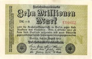 Német Birodalom / Weimari Köztársaság 1923. 10.000.000M (5x) kis ugrású ill. egymás utáni sorszámokk...