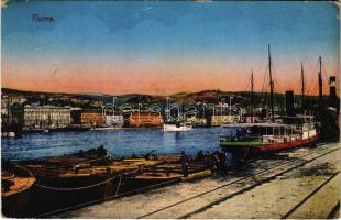 1916 Fiume, Rijeka; port, quay, steamship (EK)