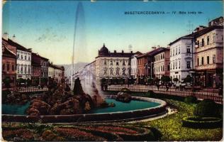 1915 Besztercebánya, Banská Bystrica; IV. Béla király tér, szálloda, üzletek. Sonnenfeld Mór kiadása / square, hotel, shops (EK)