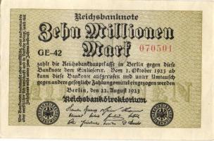 Német Birodalom / Weimari Köztársaság 1923. 10.000.000M (7x) közte kis ugrású ill. egymás utáni sors...