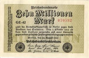 Német Birodalom / Weimari Köztársaság 1923. 10.000.000M (7x) közte kis ugrású ill. egymás utáni sors...