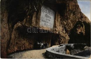 Orsova, Széchenyi emléktábla a Kazánban / Cazane / monument, gorge (lyuk / pinhole)