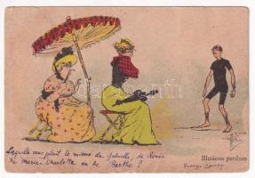 1903 Illusions perdues / Elveszett illúziók, tengerparti humor / Lost illusions, beach humour. litho (EB)