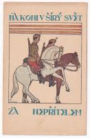 Na koni v síry svet, za neprítelem / Czech military propaganda with horse riding soldiers (EK)