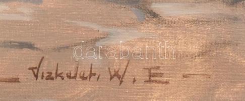 Vízkeleti Witmann Eta (1882-1962): Hölgyek a kútnál. Olaj, vászon, jelezve jobbra lent, 60x50 cm. De...