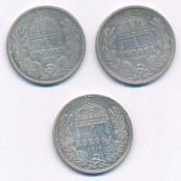 1893KB 1K Ag "Ferenc József" (2x) + 1914KB 1K Ag "Ferenc József" T:F,AU,XF Adamo...