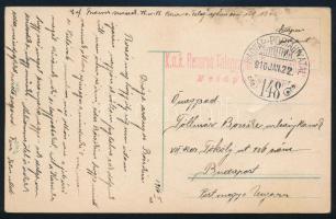 1916 Tábori posta képeslap / Field postcard "K.u.k. Reserve Telegraphen" + "HP 148"