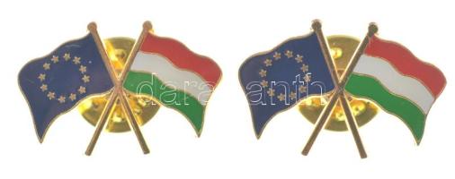 DN EU-s zászló - magyar zászló modern fém jelvény (2db) T:UNC