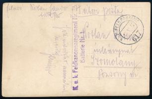1917 Tábori posta képeslap / Field postcard "K.u.k. Feldkanonenregiment Nr. 35. Batterie Nr.1." + "FP 617"