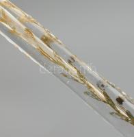 Parfümös (?) üveg, arab felirattal, kézzel festett, jelzett, kopásnyomokkal, h: 17,5 cm