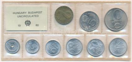 1980. 2f-10Ft (9xklf) érmés forgalmi sor fóliatokban T:UNC Adamo FO13