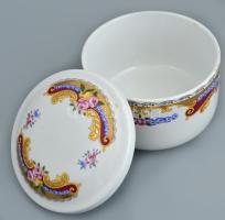 Limoges porcleán mokkás csésze és alj, 6 db.+ cukordoboz. Levonóképes, aranyozott. Minimális karcokk...