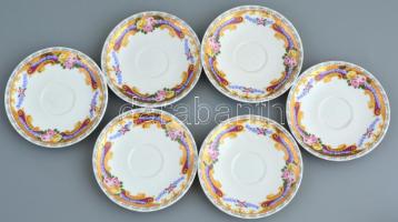 Limoges porcleán mokkás csésze és alj, 6 db.+ cukordoboz. Levonóképes, aranyozott. Minimális karcokk...