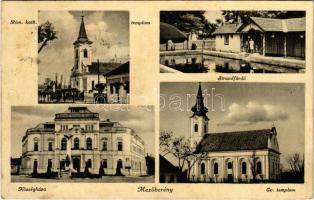 1943 Mezőberény, községháza, Római katolikus és evangélikus templom, strandfürdő (EK) + P.U. LEVÉLSZEKRÉNYBŐL