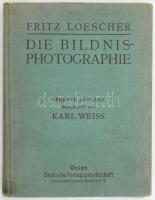 Loescher, Fritz - Weiss, Karl: Die Bildnis-Photographie. Ein Wegweiser für Fachmänner und Liebhaber. Berlin, é.n. (cca 1920-1930), Union Deutsche Verlagsgesellschaft. Számos fekete-fehér fotóval illusztrálva. Német nyelven. Kiadói egészvászon-kötés, kissé foltos borítóval, fakó gerinccel, helyenként kijáró lapokkal.