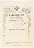 1899 Bécs, tartalékos hadnagyi kinevezés, nyomtatott aláírással