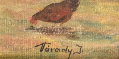 Várady jelzéssel: Virágos udvar. Olaj, vászon. Dekoratív, kissé kopott fakeretben. 40x50 cm