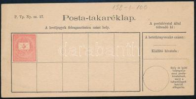 1886 5kr díjjegyes posta takaréklap, használatlan / PS- postal saving card, unused