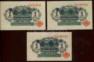 Német Birodalom / Császárság 1914. 1M (3x) közte kis ugrású sorszámokkal T:I