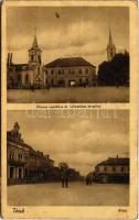 1944 Técső, Tiacevo, Tiachiv, Tyachiv; Római katolikus és református templom, Fő tér / churches, main square (fl)